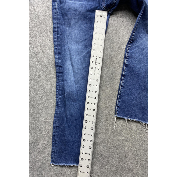 AG Mari Crop Jeans Womens 27 Blue High Rise Slim Straight Raw Hem Stretch Denim - Picture 7 of 16